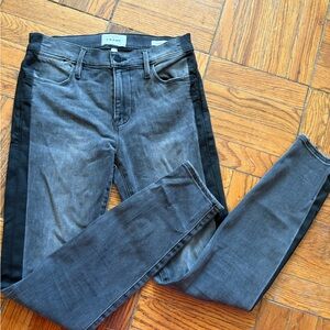 Frame Denim Women’s Charcoal Dip Dye Side Stripe Le High Skinny cropped Jeans